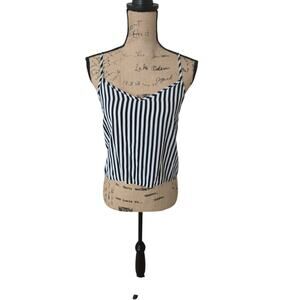 Alya black and white striped crop tank top, size small